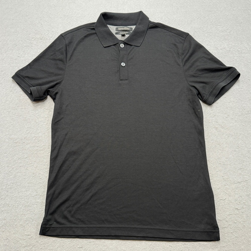 Banana Republic Polo Shirt Men's Small Black Luxury Standard Fit Short Sleeve